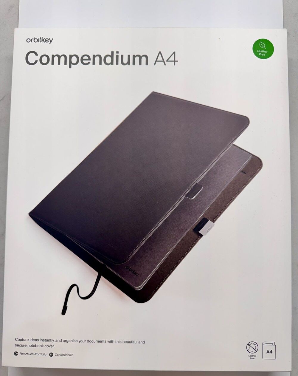 NIB Orbitkey Compendium A4 Real Leather Portfolio Organizer Folder Black